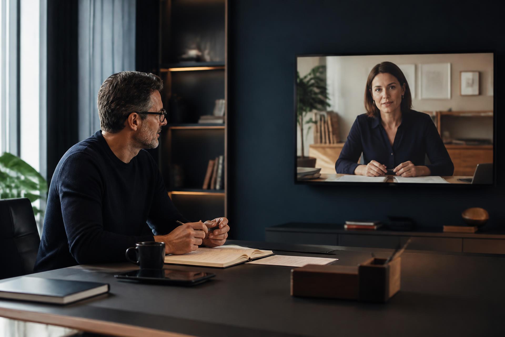 A founder working with a capable remote professional in a modern business environment